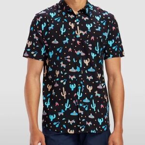 Tipsy Elves Midnight Fiesta Hawaiian Button Down Shirt Sz M Cinco De Mayo Party